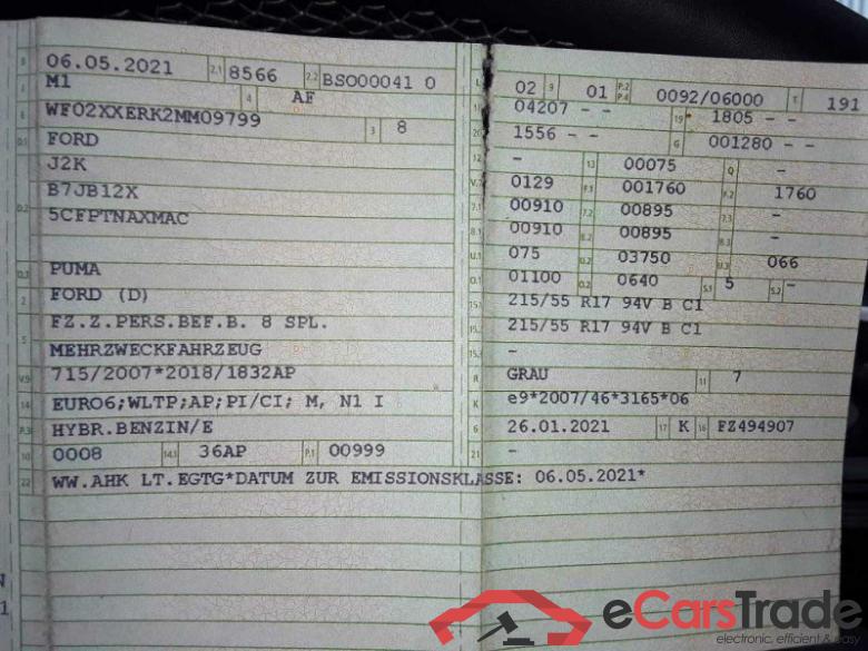 Ford Puma (2019->) DE - SUV5 1.0 EcoBoost Mild Hybrid EU6d, Titanium S/S (EURO 6d), 2020 - 2024 #6