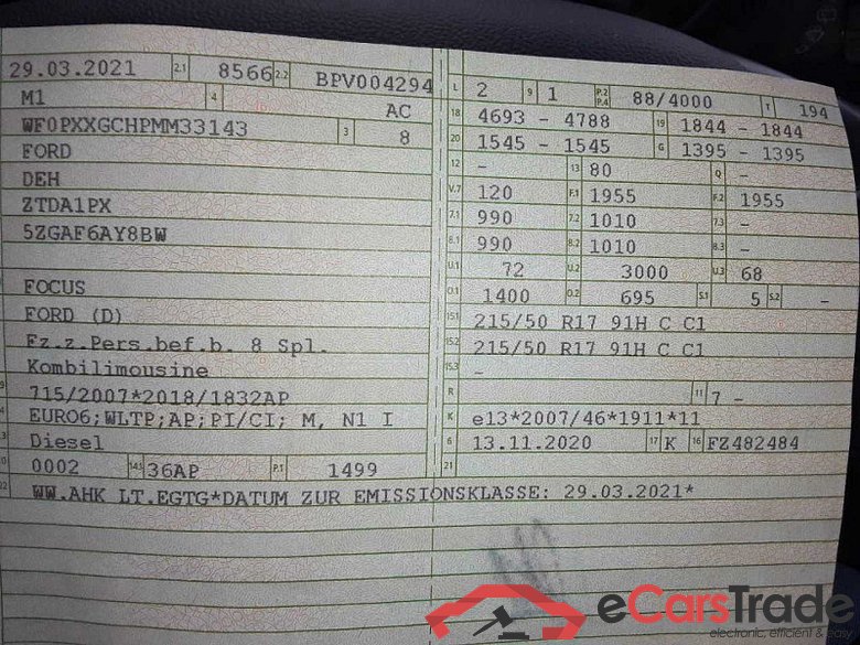 Ford Focus Turnier (CGE)(2018->) DE - Kb5 1.5 EcoBlue EU6d, ST-Line Start/Stopp (EURO 6d), 2020 - 2022 #4